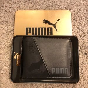 FLASH SALE Puma Men’s Black Camo Bifold Wallet/Pocket Organizer in Metal Box